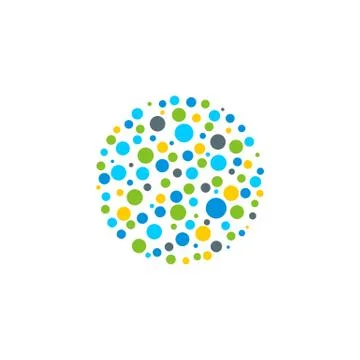 Colorful Dots Circle Shape Logo Template Illustration Design. Vector EPS 10. Stock Illustration