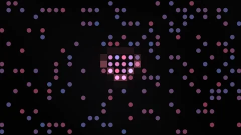 Colorful dots create a heart shape on a dark background Stock Footage 338387933