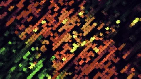 Colorful dots in linear flow. Motion. Flashing colorful dots move diagonally in イラスト素材