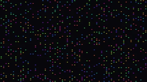 Colorful dots move on black background in random patterns Stock Footage 338288820