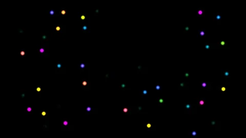Colorful dots move randomly on a dark background Stock Footage 338224517