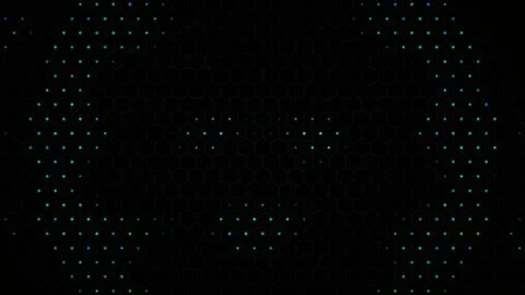 Colorful dots shine on a dark background in a pattern display Stock Illustration