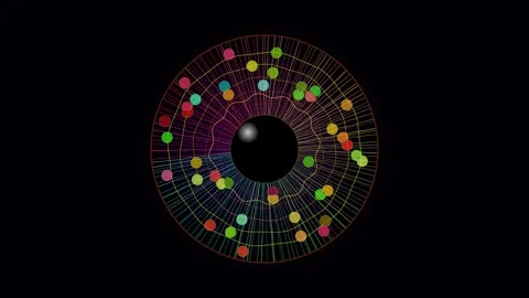 Colorful dotted circular pattern on a dark background 動画素材 336995591