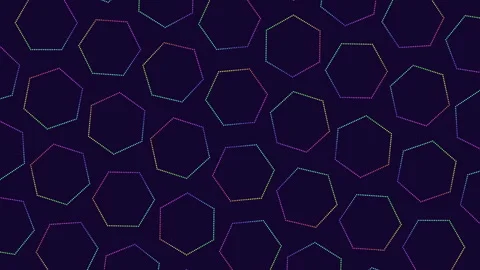 Colorful dotted hexagon pattern animation on dark abstract geometric background Stock Footage 334139259