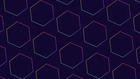 Colorful dotted hexagon pattern animation on dark geometric abstract background Stock Footage 334139265