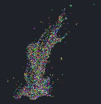 Colorful dotted particles flow イラスト素材