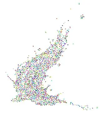 Colorful dotted particles flow Stock Illustration