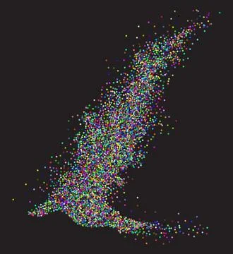 Colorful dotted particles flow Illustrazione stock