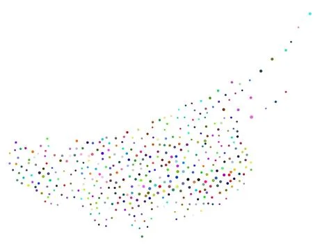 Colorful dotted particles flow Stock Illustration
