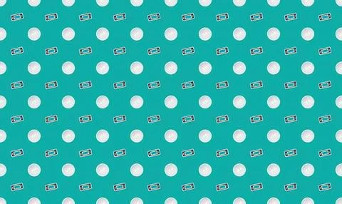 Colorful dotted pattern on teal background with small icons Stock Illustration