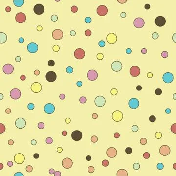 Colorful dotted seamless pattern. Polka Dot on yellow background Background Stock Illustration