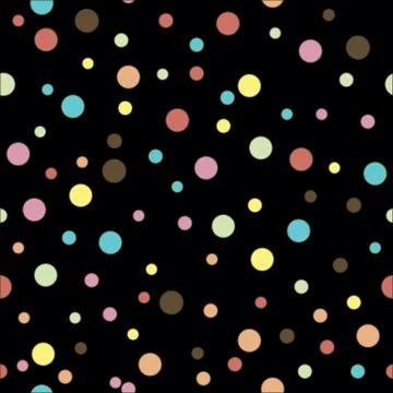 Colorful dotted seamless pattern. Polka Dot on blak background Background Illustrazione stock