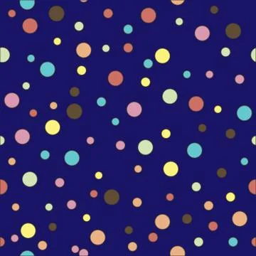 Colorful dotted seamless pattern. Polka Dot on dark blue background Background Stock Illustration