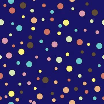 Colorful dotted seamless pattern. Polka Dot on dark blue background Background Illustrazione stock