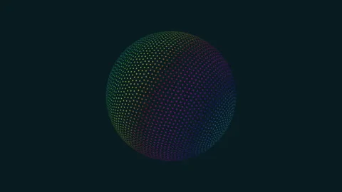 Colorful dotted sphere animation on dark background for modern technology themes Stock Footage 334139231