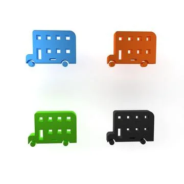 Colorful Double decker bus icon isolated on white background. London classi.. Stock Illustration