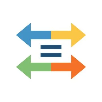 Colorful Double Headed Arrows With Equal Sign Vector Icon on white backgrou.. Stock Illustration