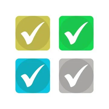 Colorful double shape check mark set design Stock Illustration