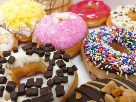 Colorful of doughnuts Stock Photos