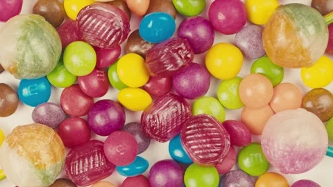 Colorful dragee candies, lollipops, bonb... | Stock Video | Pond5