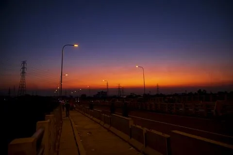 Colorful dramatic landscape  view  after sunset Stock Photos