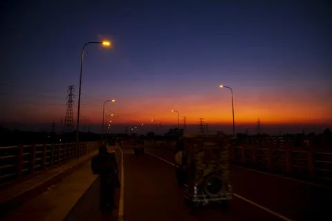 Colorful dramatic landscape  view  after sunset Stock Photos