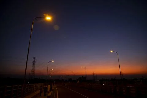 Colorful dramatic landscape  view  after sunset Stock Photos