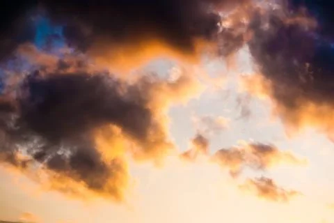 Colorful dramatic sky with cloud at sunset Stock Photos