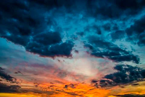 Colorful dramatic sky with cloud at sunset Foto stock
