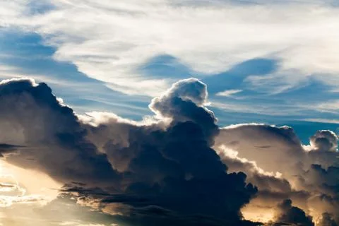 Colorful dramatic sky with cloud at sunset. 写真素材