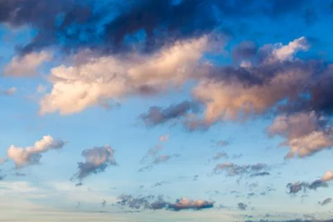 Colorful dramatic sky with cloud at sunset. 스톡 사진