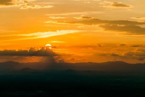 Colorful dramatic sky with cloud at sunset. 写真素材