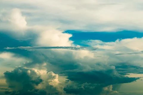 Colorful dramatic sky with cloud at sunset. Stock Photos