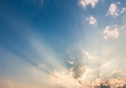 Colorful dramatic sky with cloud at sunset. Stock Photos