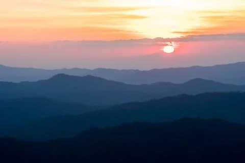 Colorful dramatic sky with cloud at sunset. 스톡 사진