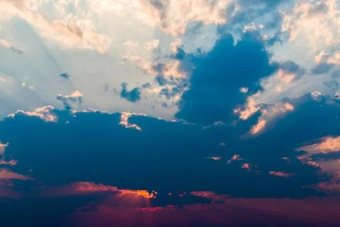 Colorful dramatic sky with cloud at sunset. 写真素材