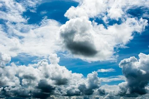 Colorful dramatic sky with cloud at sunset. Stock Photos