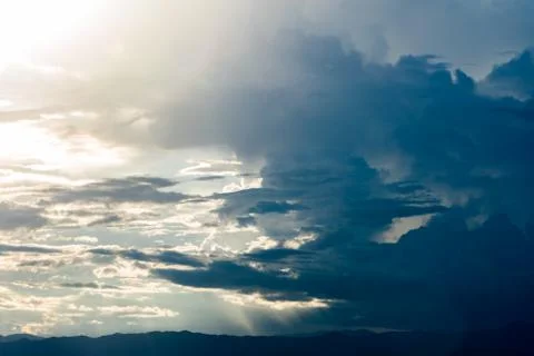 Colorful dramatic sky with cloud at sunset. 스톡 사진