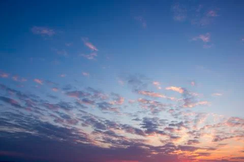 Colorful dramatic sky with cloud at sunset Stock Photos