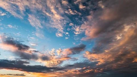 Colorful dramatic sky with cloud at sunset Stock Photos