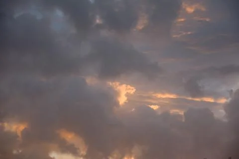 Colorful dramatic sky with cloud at sunset Stock Photos