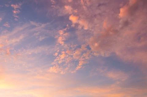 Colorful dramatic sky with cloud at sunset Stock Photos