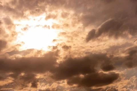 Colorful dramatic sky with cloud at sunset Stock Photos