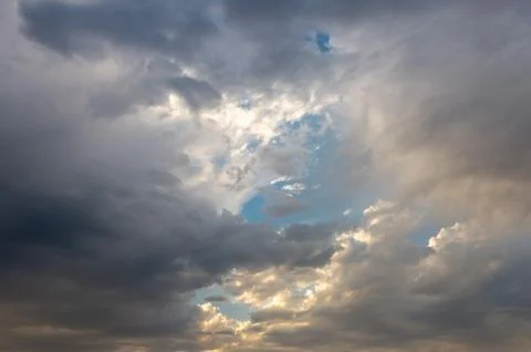 Colorful dramatic sky with cloud at sunset Stock Photos