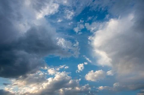 Colorful dramatic sky with cloud at sunset Stock Photos