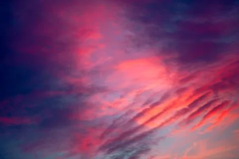 Colorful dramatic sky with cloud at sunset Stock Photos