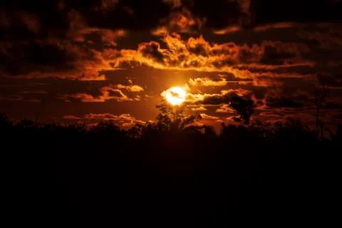 Colorful dramatic sky with cloud at sunset Stock Photos