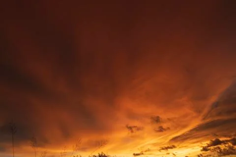 Colorful dramatic sky with cloud at sunset Stock Photos