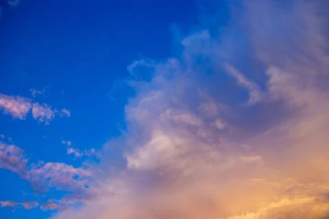 Colorful dramatic sky with cloud at sunset Stock Photos