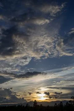 Colorful dramatic sky with cloud at sunset Stock Photos